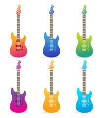 Acoustic and electric guitars vector set