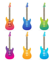 Naklejka premium Acoustic and electric guitars vector set