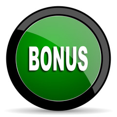 bonus green web glossy icon with shadow on white background