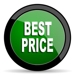 best price green web glossy icon with shadow on white background