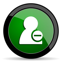 remove contact green web glossy icon with shadow on white background