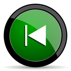 prev green web glossy icon with shadow on white background