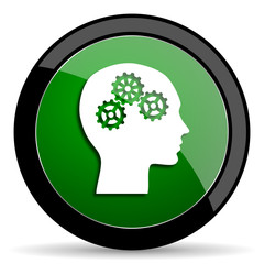 head green web glossy icon with shadow on white background