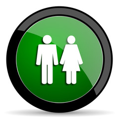 couple green web glossy icon with shadow on white background