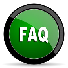 faq green web glossy icon with shadow on white background