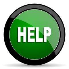 help green web glossy icon with shadow on white background
