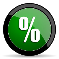 percent green web glossy icon with shadow on white background