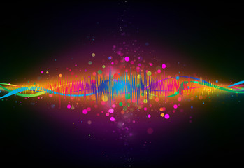 Colorful Equalizer wave glitter sparkle defocused rays lights bo