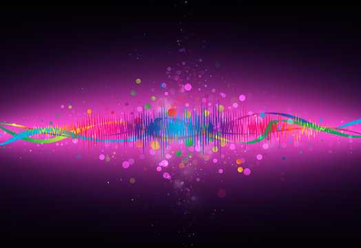 Colorful Equalizer wave glitter sparkle defocused rays lights bokeh abstract pink  background.