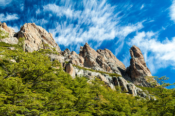 Fototapeta na wymiar Rocky mountains near Cerro Catedral mountain near Bariloche, Argentina