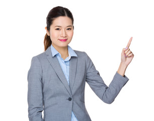 Asian Young Businesswoman with finger point up