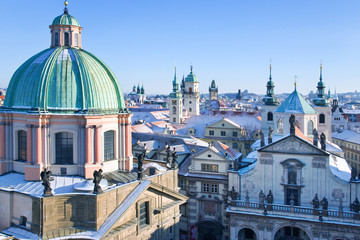 Obraz na płótnie Canvas old Prague towers and spires, Old Town district, Prague (UNESCO), Czech republic, Europe