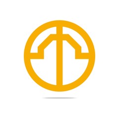 Logo sign yellow circle T Design Symbol Graphic Icon Vector