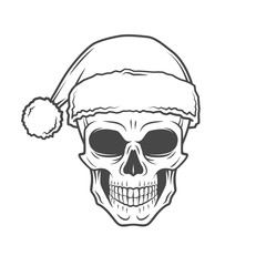 Heavy metal Christmas design. Bad Santa Claus biker poster. Rock and roll new year t-shirt illustration