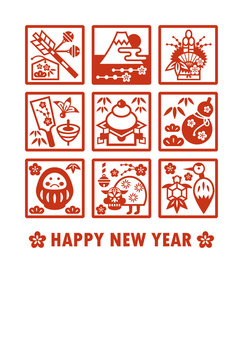 New years card-Japanese new years elements