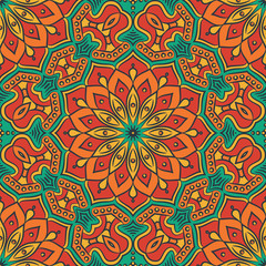 Ethnic floral seamless pattern
