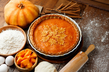Traditional american homemade pumpkin pie