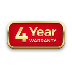 Four year warranty plate in golden frame