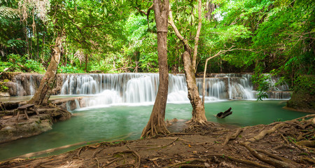 Deep forest waterfall at Huay Mae Kamin waterfall National Park