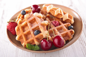 waffle with berry and cherry
