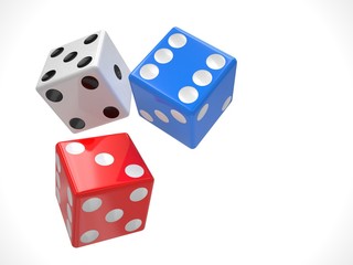 three dices on white