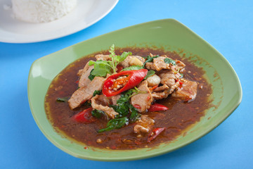 Thai Food style : stir-fried pork and basil