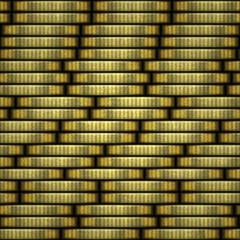 Seamless background of gold coins stacked.