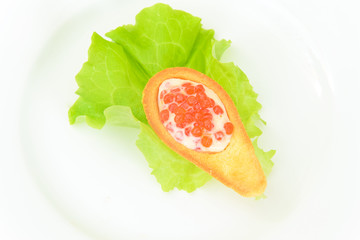 Spoon Dough with Curd Cream and Caviar.