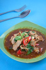 Thai Food style : stir-fried pork and basil