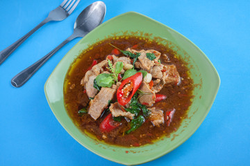 Thai Food style : stir-fried pork and basil