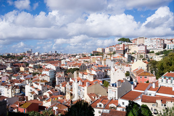 Fototapeta na wymiar The beautiful cityscape of Lisbon, on a sunny autumn day.