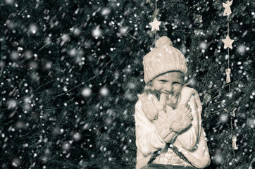 girl in snowy forrest