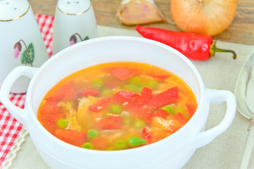 Healthy Food: Fish Soup Vegetables.