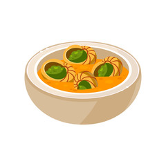 Snail Soup in a Bowl. Vector Illustration