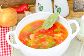 Healthy Food: Fish Soup Vegetables.