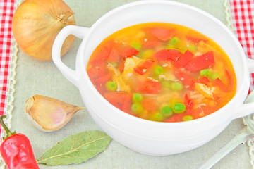 Healthy Food: Fish Soup Vegetables.