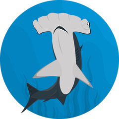 Naklejka premium Art Flat Hammerhead Shark