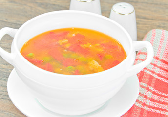 Healthy Food: Fish Soup Vegetables.