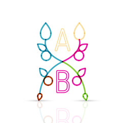 Abstract geometric linear hipster floral icon, frame design, flat style