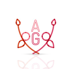 Abstract geometric linear hipster floral icon, frame design, flat style