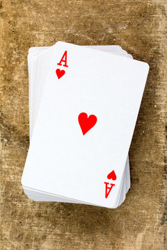 Card deck with ace of hearts