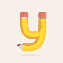 Y letter formed by pencil.