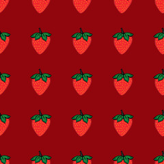 Strawberry red berry seamless pattern