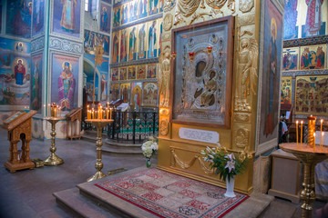 Fototapeta na wymiar The Valdai Iver Svyatoozersky Virgin Monastery. Interior Iversky