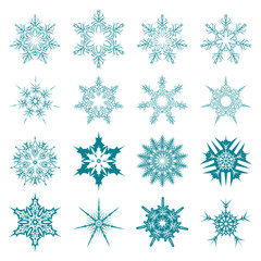  Set of snowflakes for the new year 2016.  linear round figures