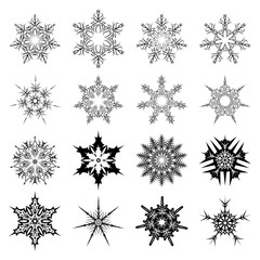  Set of snowflakes for the new year 2016.  linear round figures