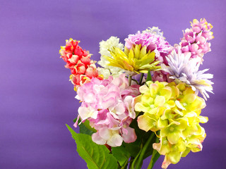 bright beautiful colorful plastic flower bouquet