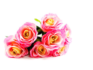 Fototapeta na wymiar bright beautiful colorful plastic flower bouquet isolated on whit background