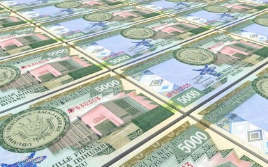 Burundian francs bills stacked background. Computer generated 3D photo rendering.