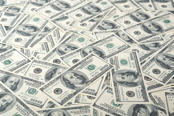 Background with money american hundred dollar bills